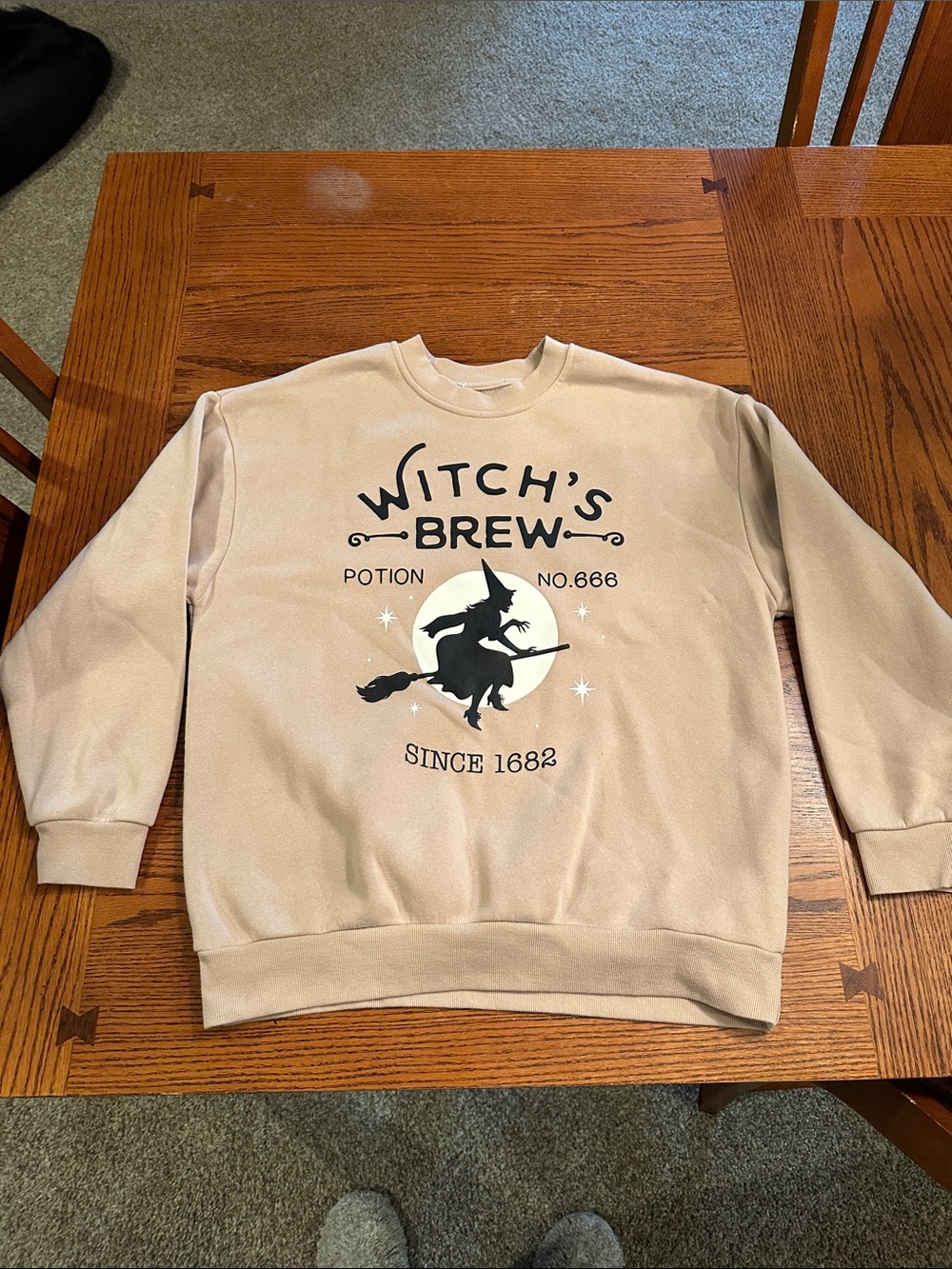 Women’s Witch's Brew Graphic Crewneck Sweatshirt- Beige